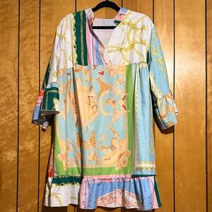 Colorful Patchwork Midi Dress